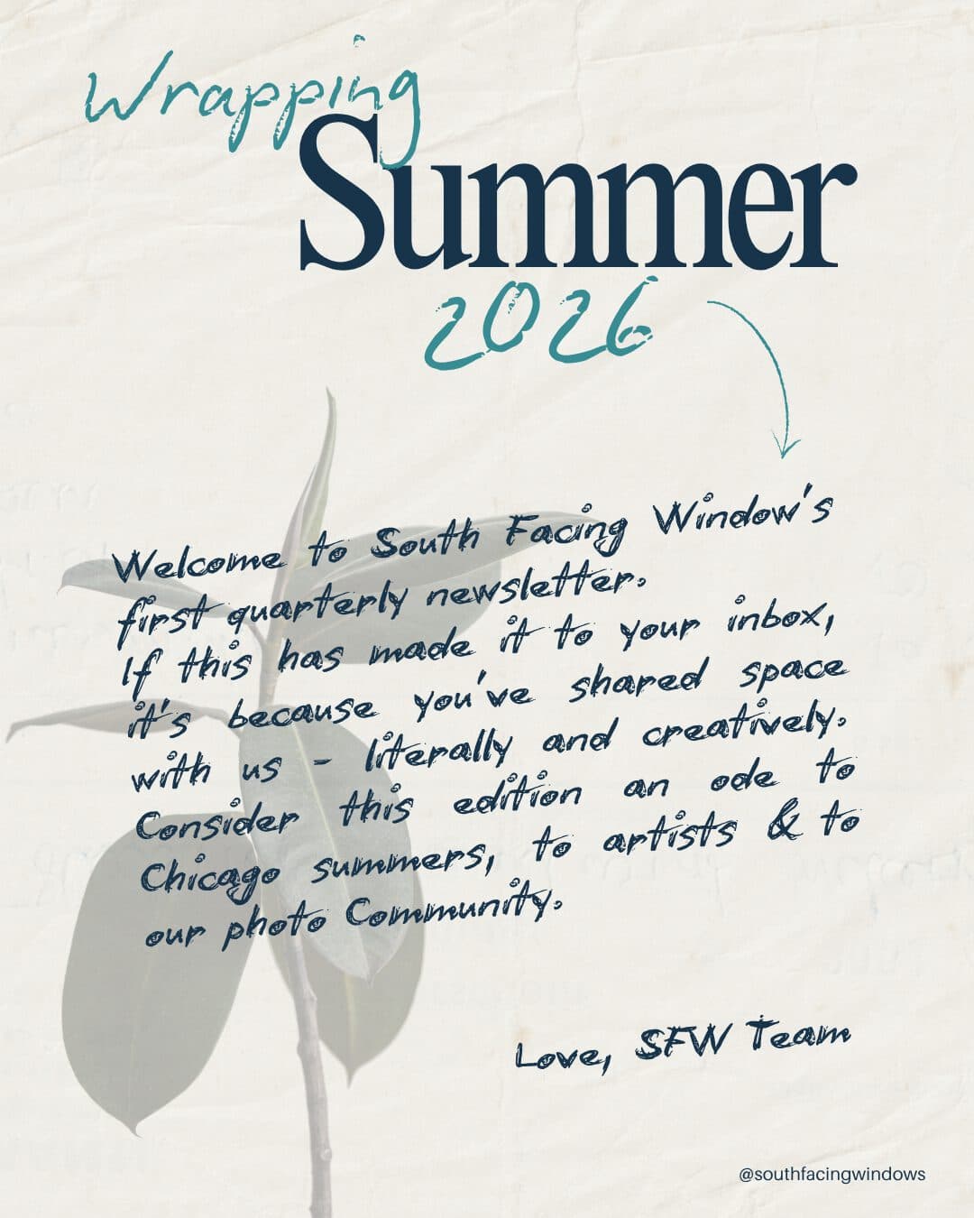 Page one of the Wrapping Summer 2026 SFW newsletter