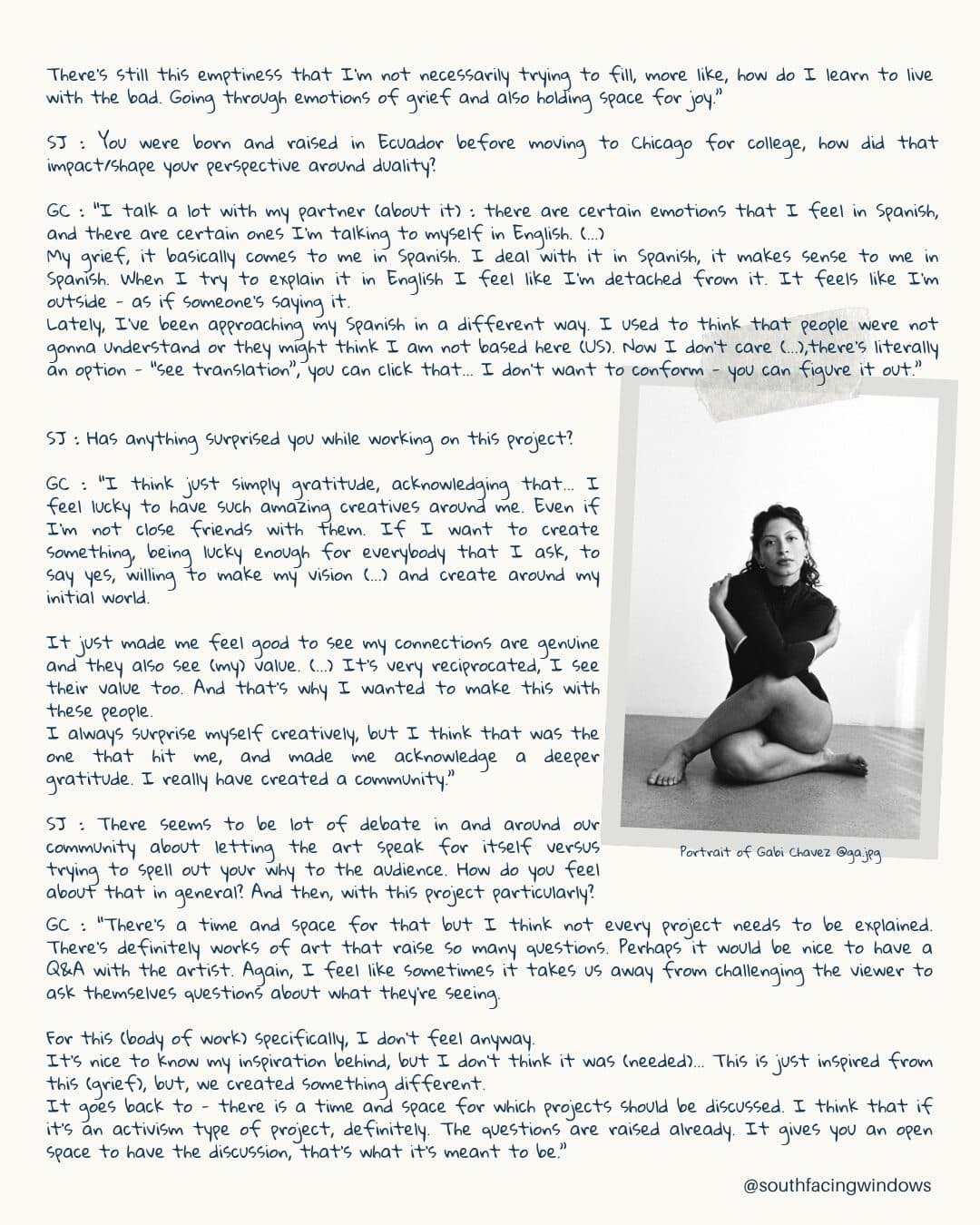 Page five of the Wrapping Summer 2026 SFW newsletter, artist interview continued